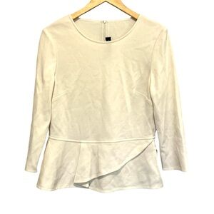 St. John cream 3/4 sleeve peplum top